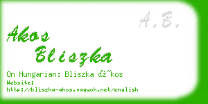 akos bliszka business card